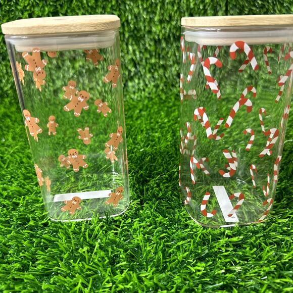 4Pcs Glass Cups With Bamboo Lids and Straws,16Oz Ice Coffee Clear 4p - Picture 2 of 8